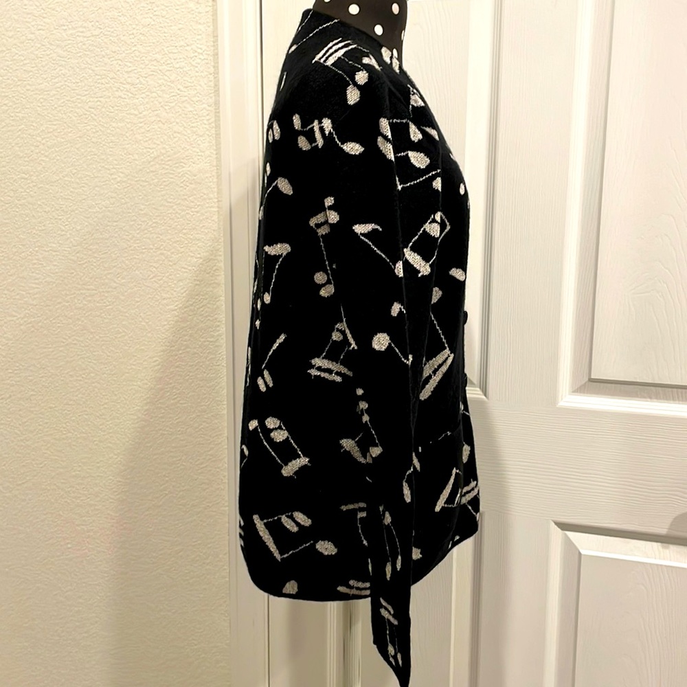 Saint Laurent Paris Music Notes Sweater Cardigan - Zooey Deschanel Favorite!!! View 4